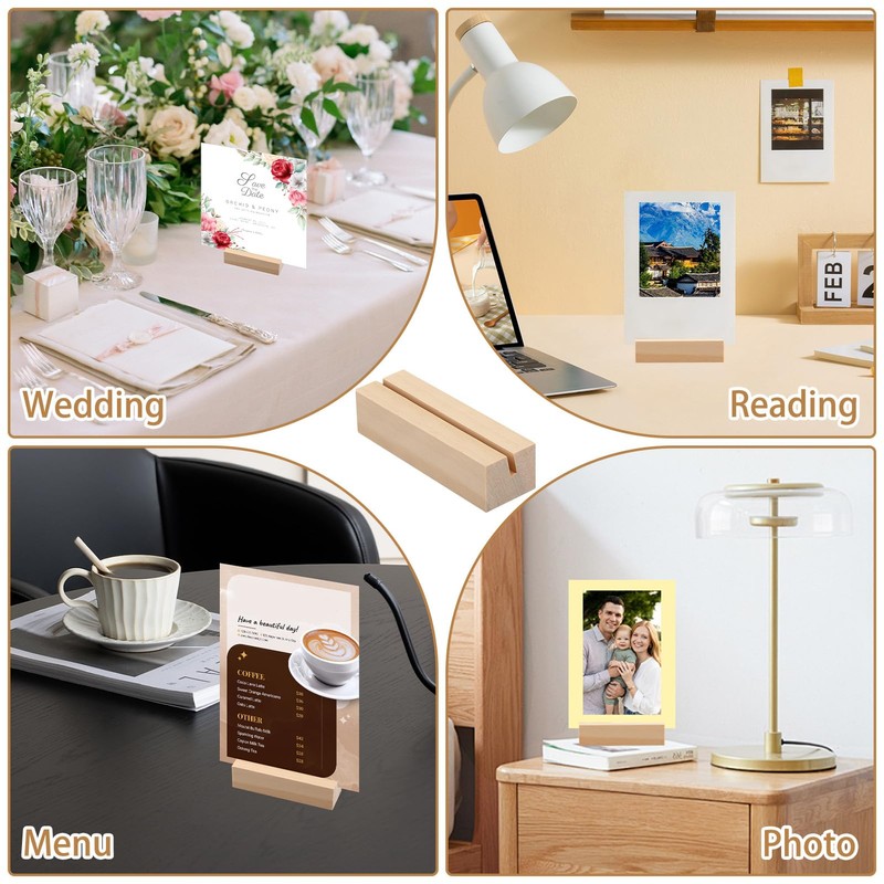 10 Pcs Wooden Place Card Holders Retro Table Number Stands