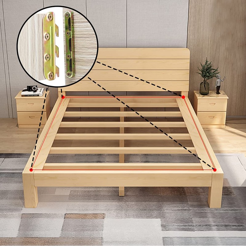 4 Set Bed Rail Brackets-Bed Frame Hardware for Wood Bed