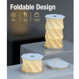 Bedside Table Lamp for Bedroom with USB Port, Touch Control Paper Rotating Foldable Nightstand Lamp for Living Room, Dorm, Home, Kids Room, and Dorm