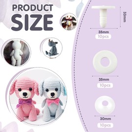 TOAOB 10 Set Doll Joints 35 mm White Plastic Animals Joints Safety Joints for Doll Making Limbs and Head Joints