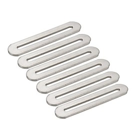 Xiaoyztan 6 Pcs Slotted Hole Steel Plates Thickened Steel Joining Plates Furniture Repair Mending Plates Straight Brackets Single Slot 3.5x0.75in Silver