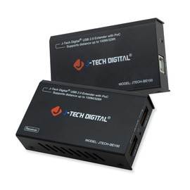 J-Tech Digital USB Over Ethernet Extender USB Balun Over cat5e cat6 99m/328ft PoC, Play and Plug, No Driver Needed, USB2.0 for Game Controller, MAC & PC and USB2.0 Supported Devices [JTECH-BE100]
