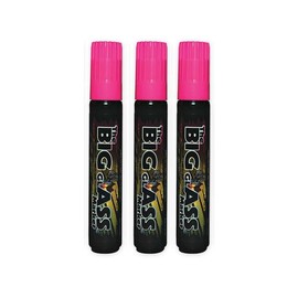 Big Glass Windshield Markers - Water Based Marker with 15mm Tip - Quick-Drying and Rain-Resistant Marker - Pink - 3 Pack