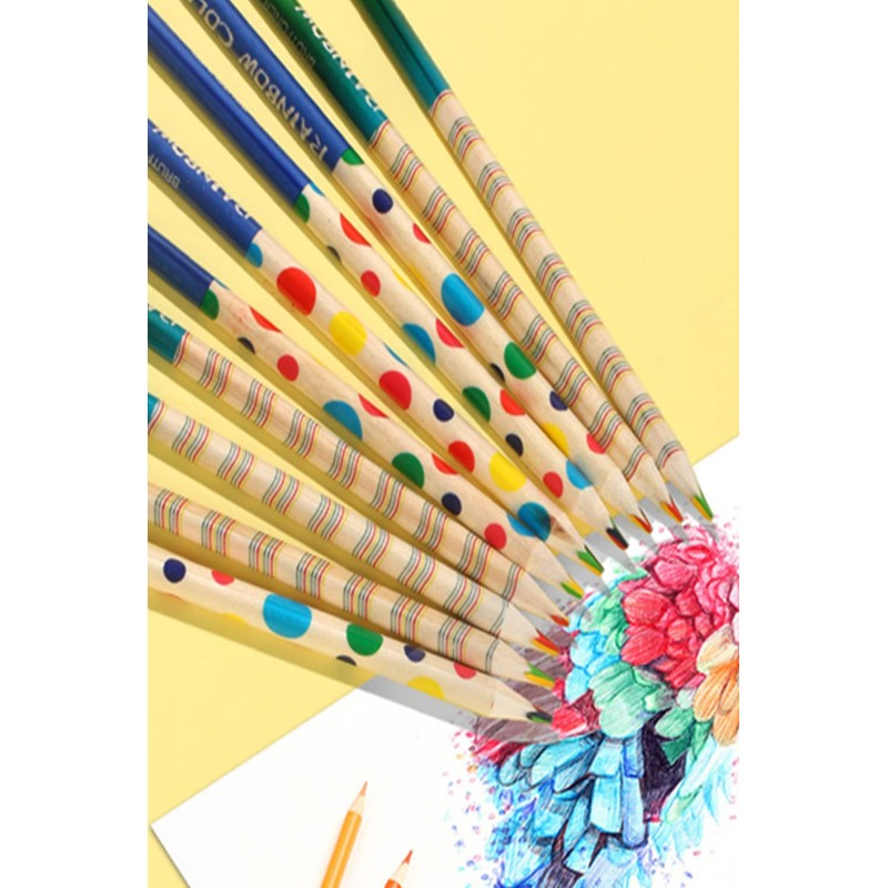 YFFSFDC Rainbow Colored Pencils, 4 Color Leads, Multicolor Pencils, Colorful