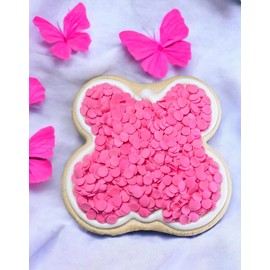 EDIBLE ACCENTS PINK SEQUINS - Confectionery Accents, Gluten Free, Egg Free, Nuts Free, Kosher, Fancy Sprinkles Medley Mix, For Baking, Decorating, Cookies, Cupcakes, Cakes, Great Topping, Jimmies, Sugar Shapes, 2.75oz