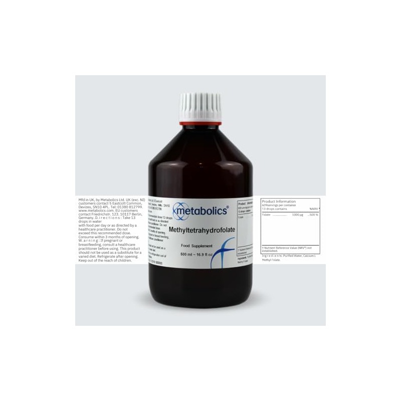Metabolics Methyltetrahydrofolate Liquid 1000mcg Folate, 5‑MTHF Active Methylated Form —