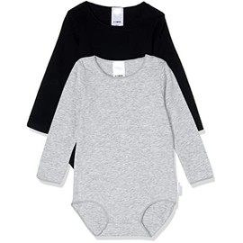 Bonds Baby Wonderbodies Long Sleeve Bodysuit - 2 Pack, Black & Grey (2 Pack), 0 (6-12 Months)