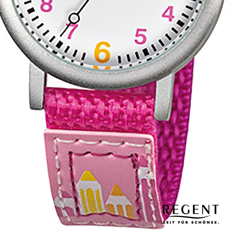 Regent URF730 Children's Watch Elegant Analogue Fabric Strap Pink Quartz