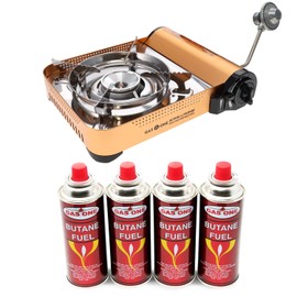 Gas ONE GS-4000P - Premium Dual Fuel Camp Stove with 4 Butane Fuel Cartridge Bundles