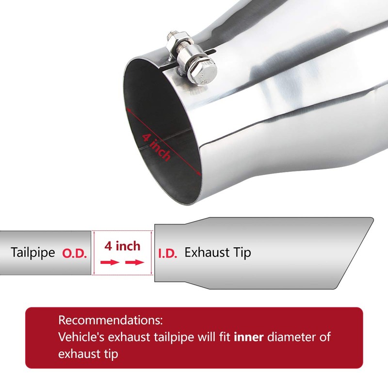 LCGP 4" inlet Diesle Exhaust Tip, 6" outlet, 12" Long