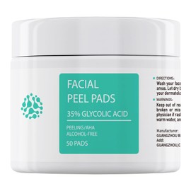 YAFUSIPE Glycolic Acid Toner Pads 35% AHA Facial Resurfacing Exfoliate Salicylic Acid Exfoliating Face Wipes Chemical Peel Exfoliant Peeling Glycolic Peel Pad for Wrinkles Acne Blemish 50 Pads