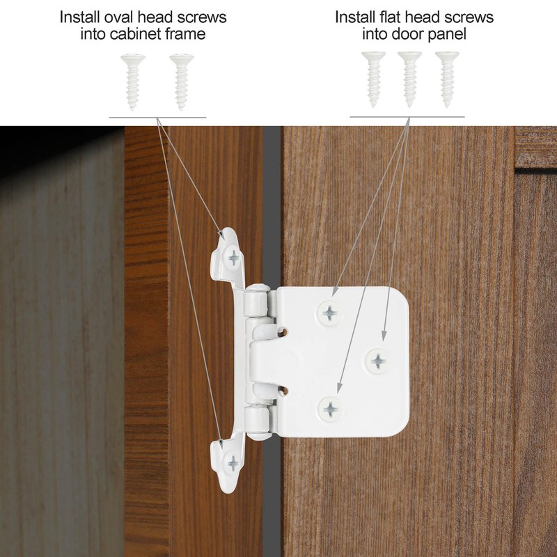 Vallecloud 4 Pack (2 Pair) White Self Closing Cabinet Hinges