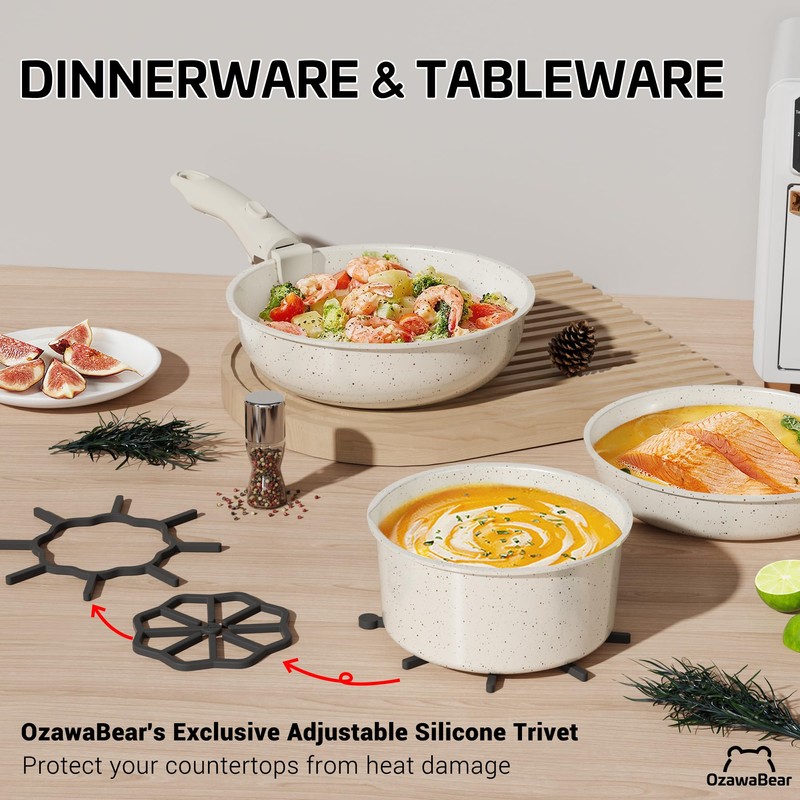 OzawaBear 26 Pcs Pots and Pans Set Non Stick, Ceramic