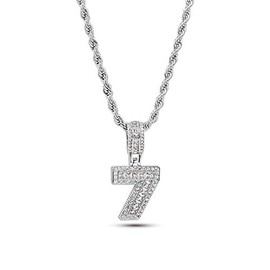 MiiFort Lucky Number 7 Necklaces for Women Girls Silver Arabic Angel Number Choker Birthday Anniversary Clear Cubic Zirconia Stainless Steel Chain