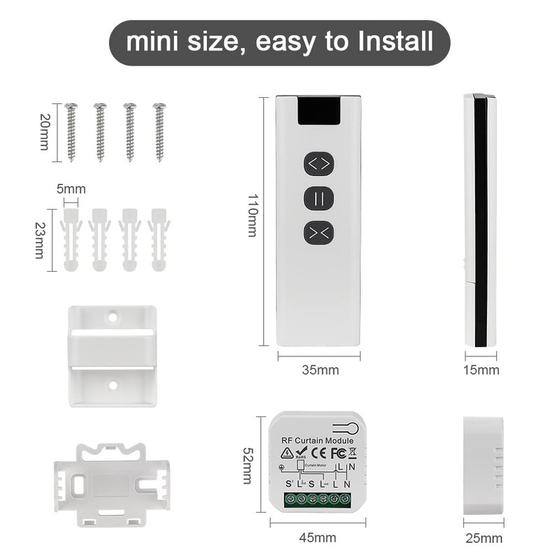 Wireless Roller Shutter Control Retrofit Set, Wireless Switch for Shutters,