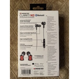 Monster Clarity HD Bluetooth High Performance Wireless Earbuds - Black - NIB