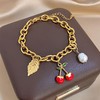 hotoo Charm Heart Chain Bracelet Dainty Cherry Pendent Bracelet For