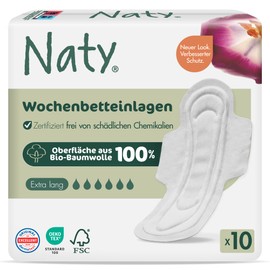 Naty Puerperal Pads with Wings 100% Organic Cotton on Skin Pack of 10