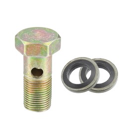 A ABSOPRO Car Turbo Brake Line Bolt Adapter M12x1.0 Thread 32mm Length Double Bolt Brake Fitting Kit for Fuel Oil System with Washers