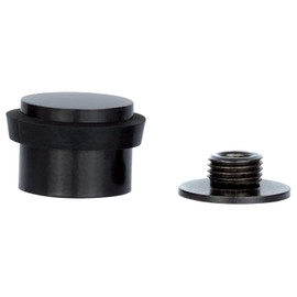 EVI Herrajes | Tope de Puerta | 24 x 20 mm | Base Roscada | Goma Negro | Acero Inoxidable | Lacado Negro | Incluye Tornillo + Taco de Sujeción | Mod. I-199/24-CBNG
