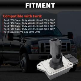 USTAR Mass Air Flow Sensor MAF Sensor Compatible with Ford F250 F350 F450 F550 Super Duty 2003-2007, Excursion 2003-2005 V8 6.0L Replaces# 3L3Z-12B579-AB 3L3U12B579AA