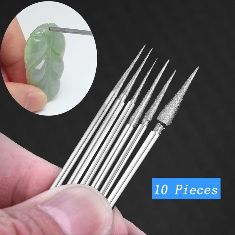 Luo ke 10 Pcs Cone Shape Diamond Burr Set -