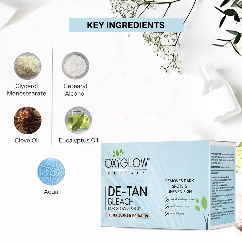 OXYGLOW D-Tan Bleach Cream for Tan Removal,Skin Brightening,Skin Toning &