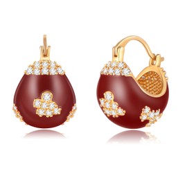 LYLYMIMI Chunky Huggie Hoop Earrings for Women Red Earrings for Women Statement Vintage Gold Pated Cubic Zirconia Sensitive Ears Hypoallergenic Stud Jewelry Gift