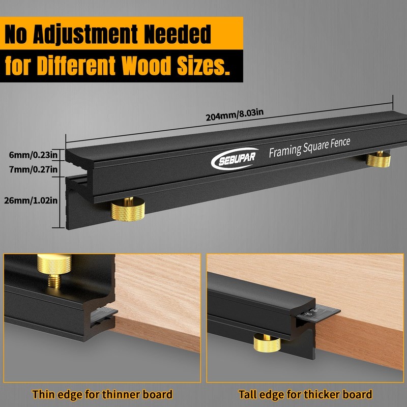 Removable Carpenter Framing Square Fence, 7-7/8 Inch Heavy Duty Aluminum