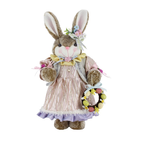 19" Whimsical Wreath Brown Bunny Rabbit Spring Easter Collectible Home