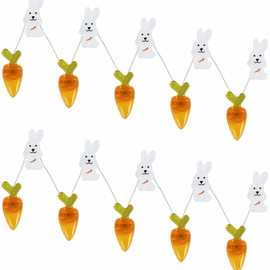 Easter Decoration Lights String Battery Operated 1M 10 LED Carrot Bunny Easter Egg Lights for Indoors Outdoor（2PCS）