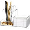 HBlife Acrylic Pen Holder - 3-Compartment Desk Organizer