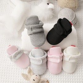 Meckior Infant Baby Boys Girls Cotton Booties Winter Fleece Warm Cozy Socks Soft Bottom Newborn Toddle First Walkers Crib Shoes with Grippers