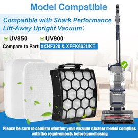 Replacement Filters for Shark UV850 UV900 Vacuum, 2 HEPA + 6 Foam & Felt Filters, Washable, Compatible with XHF320 XFFK602UKT (Not for LA502/LA322)