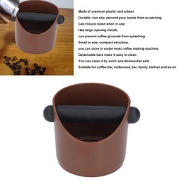 PENO Coffee Grinding Waste Bin, Plastic Coffee Knock Box Scratch Resistant Reduce Noise Lightweight Non Slip Dishwasher Safe Compact for Restaurant (Brown)