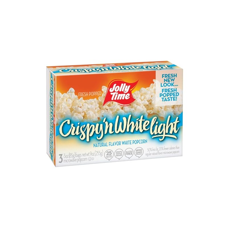 Jolly Time Crispy N White Light Tender Natural Microwave Popcorn