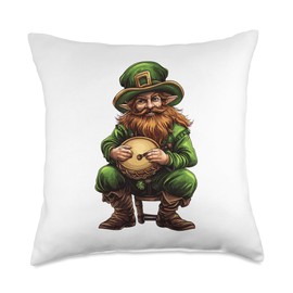 Leprechaun Bodhrán Funny St. Patricks Day Irish Musician Throw Pillow
