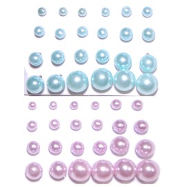 Fashion Jewelry ~ Blue Pink Faux Imitation Pearls Mix Size Post Earrings 24 Pairs (015658PASTEL Blue Pink)