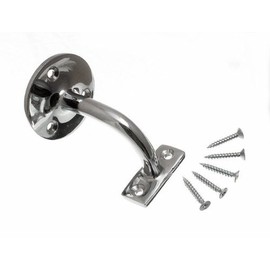 One Stop DIY 2 x Stair Handrail Brackets Wall Brackets 63mm Chrome Plated Brass
