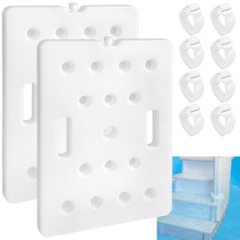 2 Pcs Swimming Pool Ladder Weights, White HDPE Step Stair Weights Universal Water Sand Anchors Bin Stabilizers with 8 Adjustable Straps for Above Ground or Inside Pools Easy Step System
