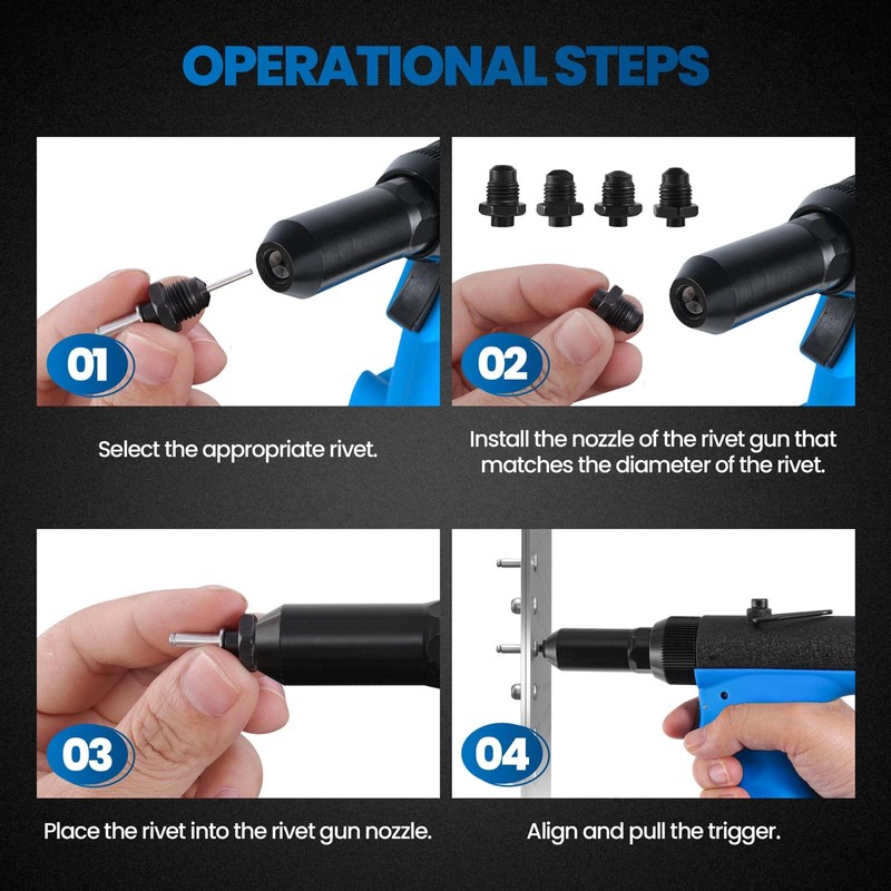 GRYVOZE Pneumatic Rivet Gun Kit – Air Pop Riveter with