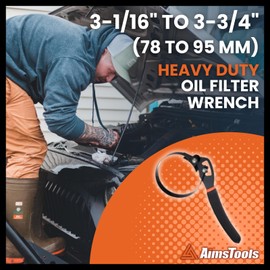 AIMSTOOLS Oil Filter Wrench Tool with Three-Position Design for Cars & Motorcycles Multi-Purpose Removal Tool from 3-1/16 inch to 3-3/4 inch(78mm to 95mm), compatible with most models