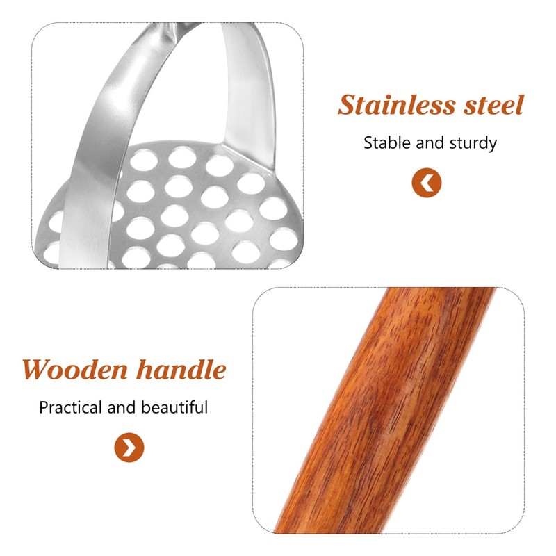 HEMOTON Manual Potato Masher Heavy Duty Stainless Steel Potato Crusher