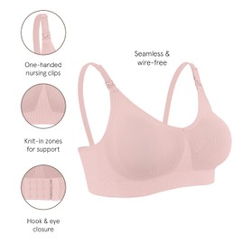 Bravado Designs Body Silk Seamless Nursing Bra for Breastfeeding, Wireless Maternity Bra, Chalk Pink, Medium Plus