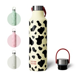 Bottle Bottle 600ml Insulated Water Bottle with Handle Hiking Drink Flask (Cream Yellow)