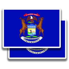 Decal and Sticker Mafia Michigan State Flag Stickers 2 Decals Bogo For Car Bumper Truck Window - 4"W x 2.75"H