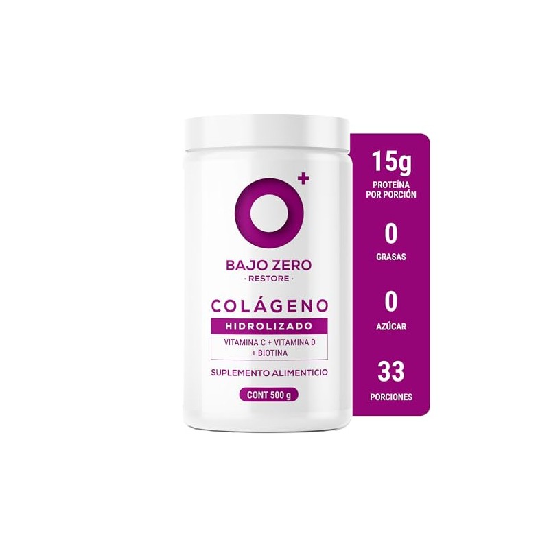 Bajo Zero Restore. Colágeno hidrolizado, Vitamina C, Vitamina D y