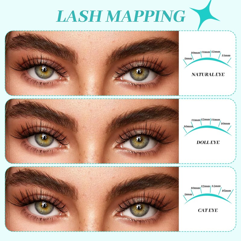 Clusters 640Pcs, 9-16mm Mix Lashes, 30D+40D