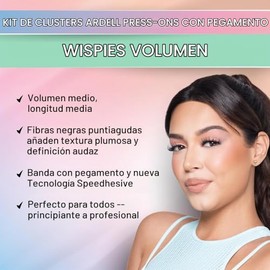 Extensin de pestaas postizas prepegadas Ardell Wispies Volume pestaas individuales de 12 mm y 14 mm, 12 unidades                                      