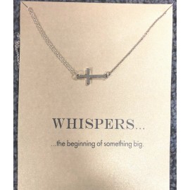 whispers Chocker "Whispers " Cross Pendant Gold Dip Necklace 16+2 "